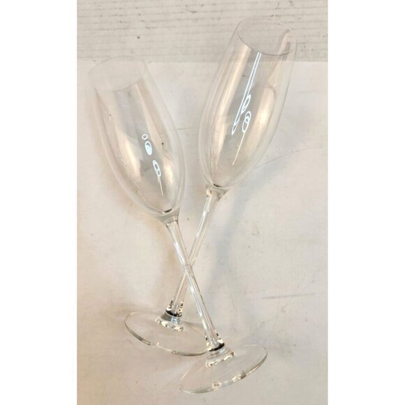 Set Of 2 Crystal Clear Champagne Flutes 9.75" Tall Stemware Glasses For Celebrat - Picture 4 of 9